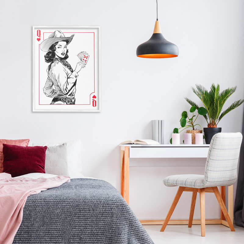 «Cowgirl Queen of Hearts», estampe numérique, conception de Ziwei Li, H 14 po x l 11 po, Giclée encadrée blanc bord de mer