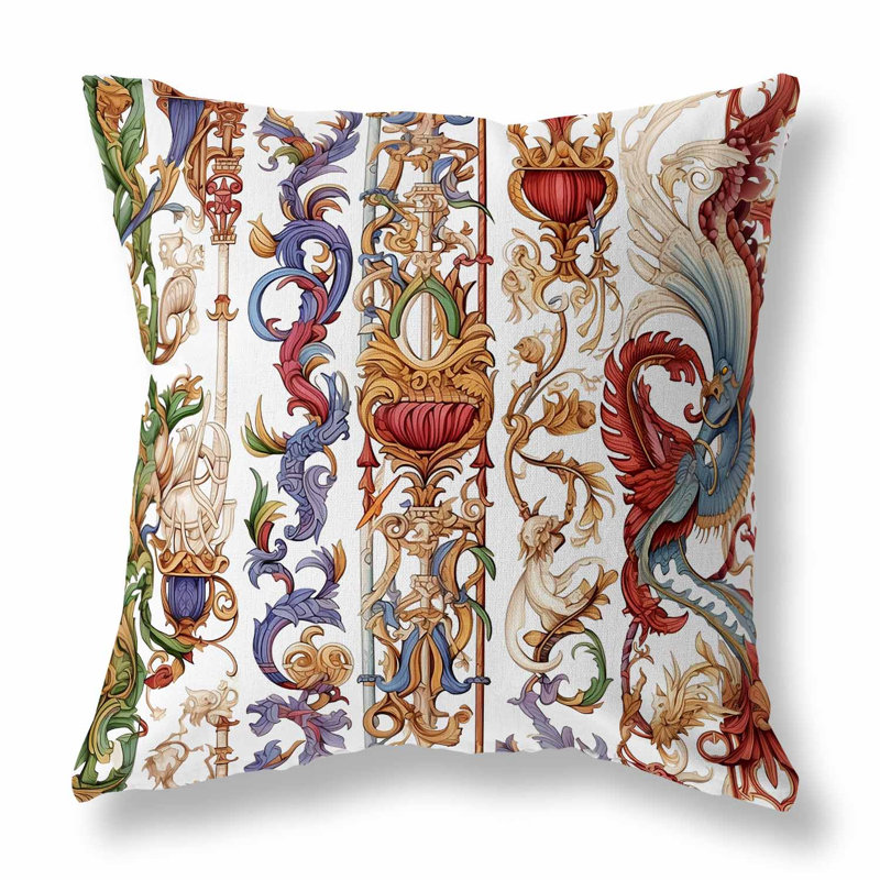 Coussin décoratif en drap Flreeswind Freesia, H 16 po x l 16 po, Blanc / rouge
