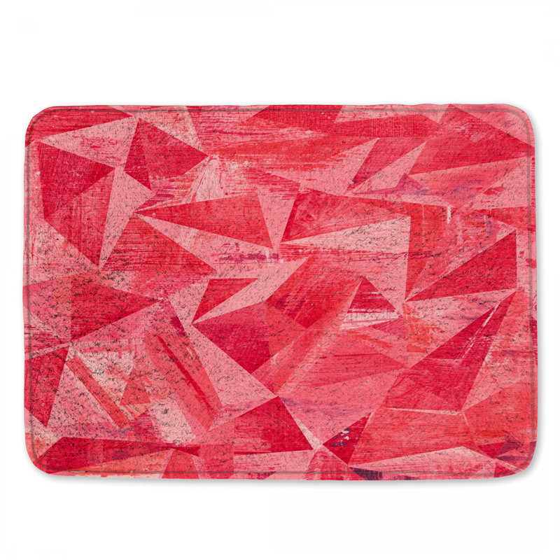 Tapis de bain rouge à formes géométriques, L 34 po x L 21 po