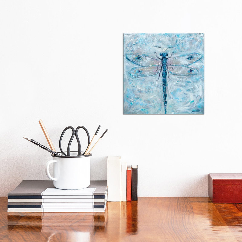 Dragonfly Blues - reproduction d'art murale encadrée, Toile tendue, Ne s’applique pas, H 12 po x l 12 po