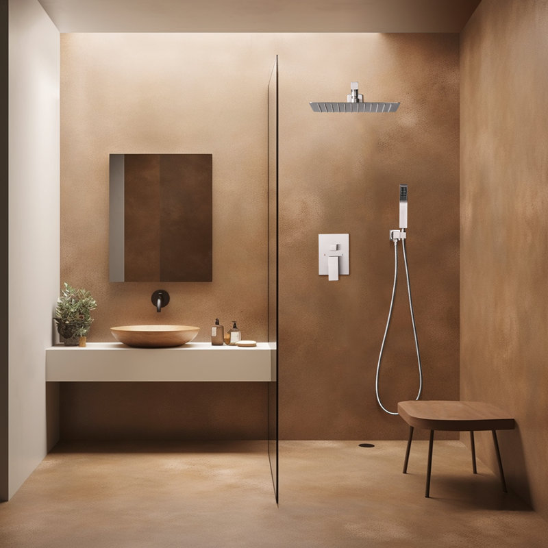 10" Rainfall Shower Head Complete Shower System with Rough-in Valve, Nickel Brushed