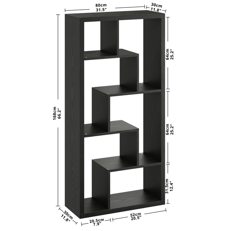 6 Cube Storage Bookcase, Open Shelf Simple Compartment Bookshelf, Use Horizontally, Use Vertically, Use Upside Down, Black