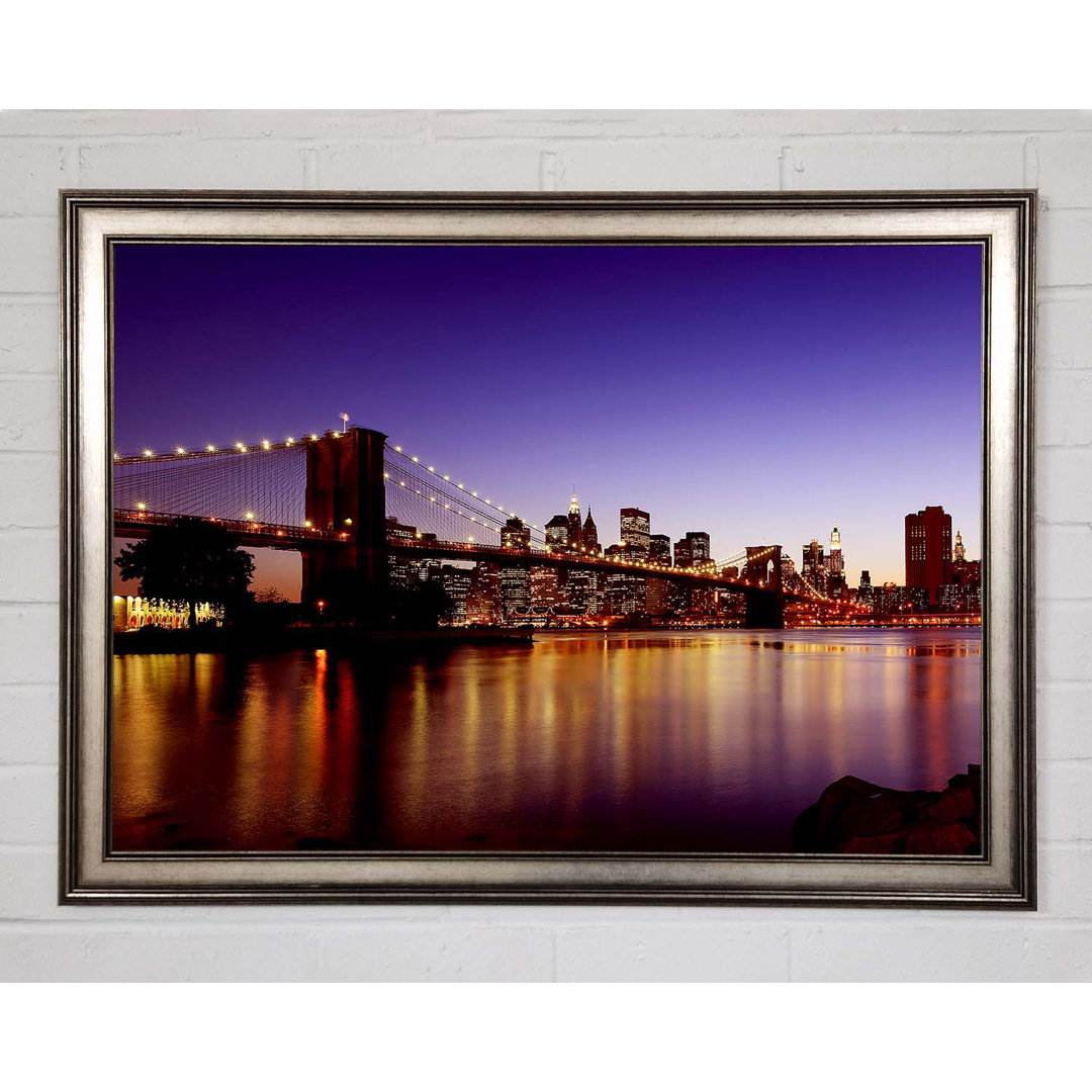 New York City Reflections Of Brooklyn Bridge - Einzelne Bilderrahmen Kunstdrucke