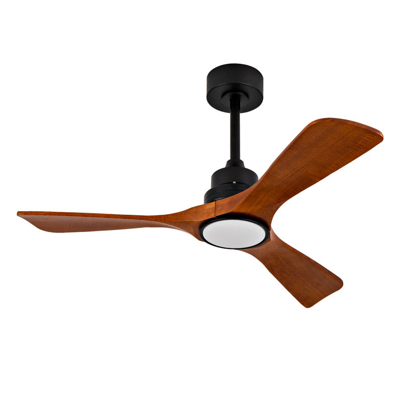 42 Inch Ceiling Fans with Lights and Remote Control, Outdoor Ceiling Fan for Patios, Black Ceiling Fan with Lights for Bedroom, Noiseless DC Motor, Dimmable Led 3 Solid Wood Blades