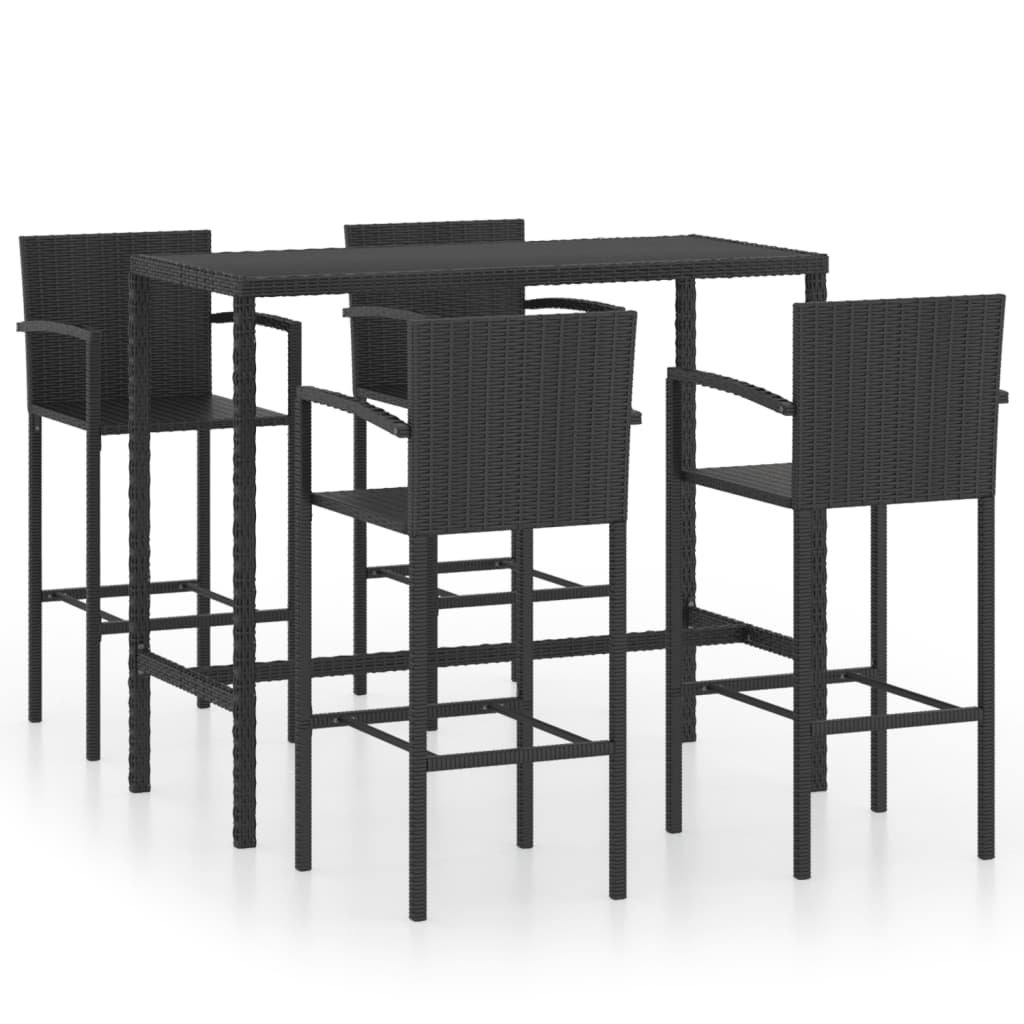 Latitude Run® Patio Bar Table and Stools Set Poly Rattan Wayfair