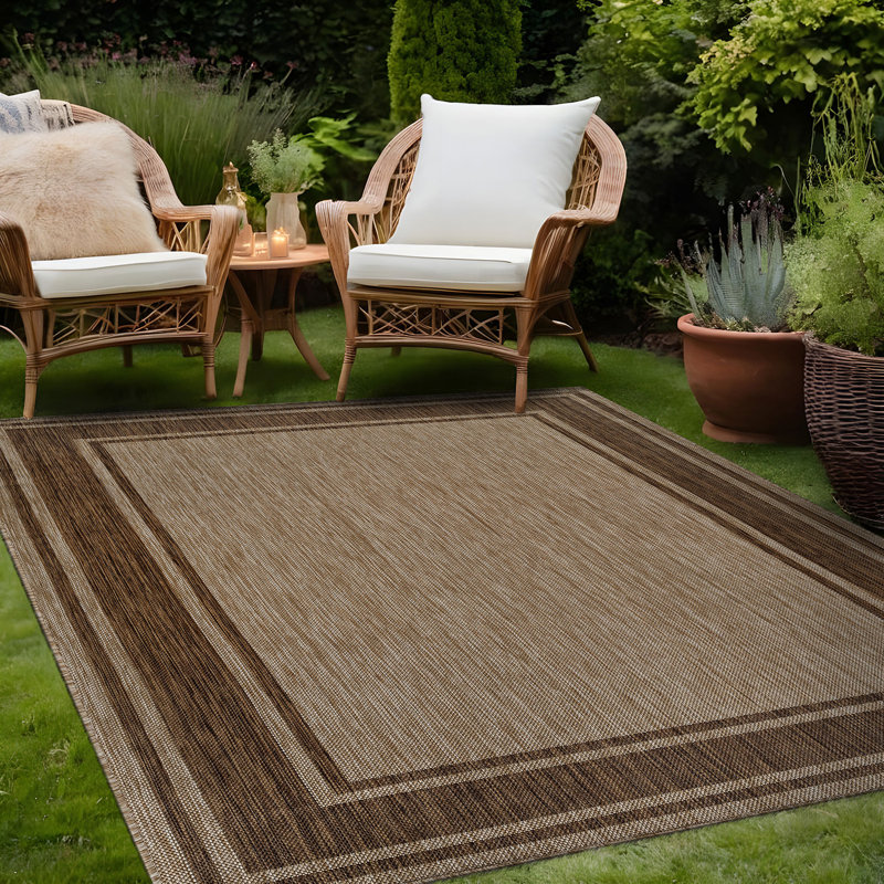 Tapis intérieur / extérieur brun clair Waikiki, Rectangle 6 pi x 9 pi
