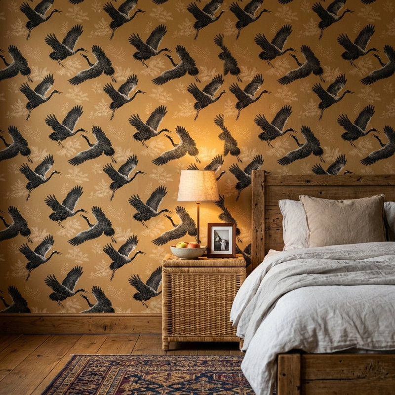 Rouleau de papier peint Cranes Flying Birds, Non tissé, non collé