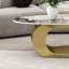 Table basse 49,2 pouces ovale en faux marbre avec base en acier inoxydable