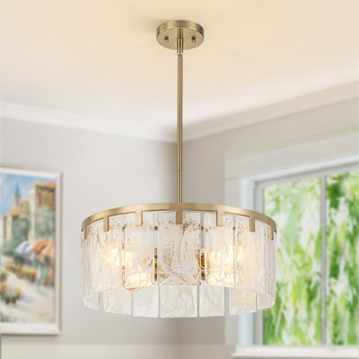  Lustre tambour en verre 4 lumières