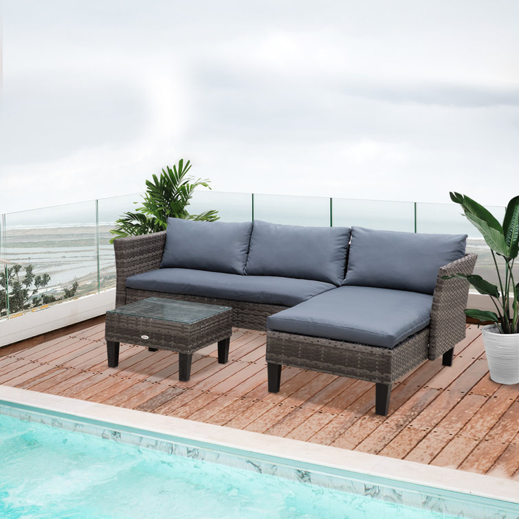 Edgmon 3 - Person Rattan Corner Sofa Set