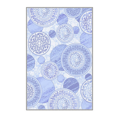 Tapis tissé élégant (3,9 x 4,0 pi), 100% polyester, hauteur des poils: 0,3 po | Antibactérien et antidérapant, impression numérique 3D | Lavable à la machine, parfait pour la décoration intérieure, le salon et la chambre à coucher