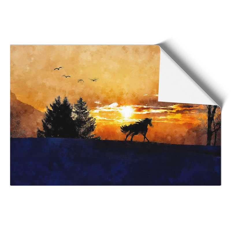 Wild Horse at Sunset Painting - Frameless Print, 30cm H x 42cm W x 0.1cm D