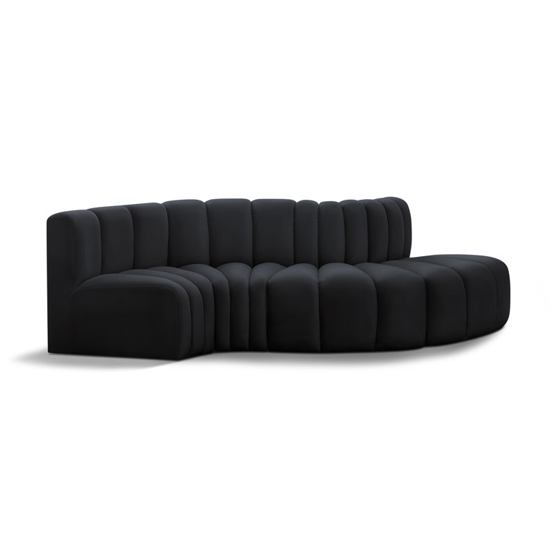 Houssam Upholstered Curved Sectional Reversible, Black Velvet