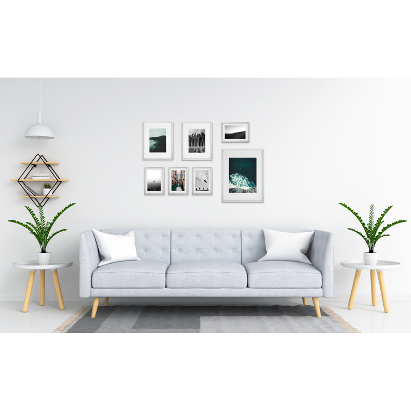 Ensemble de 7 cadres photo en aluminium, Argent