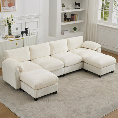 Canapé modulaire 6 places avec 2 repose-pieds