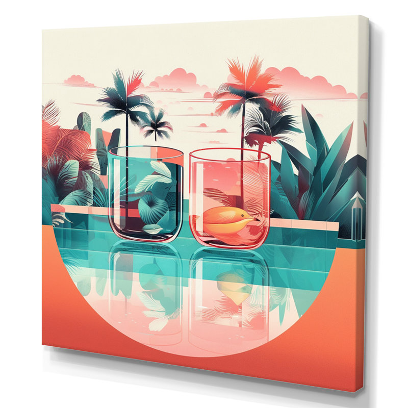 «Orange Green Tropical Drinks In Paradise», reproduction d'art sur toile, H 16 po x l 16 po x P 1 po, Toile tendue