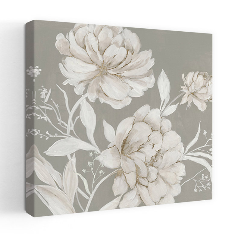 Pivoine neutre II, art de l'architecture naturelle délicate, minimaliste et pivoine, H 18 po x l 18 po