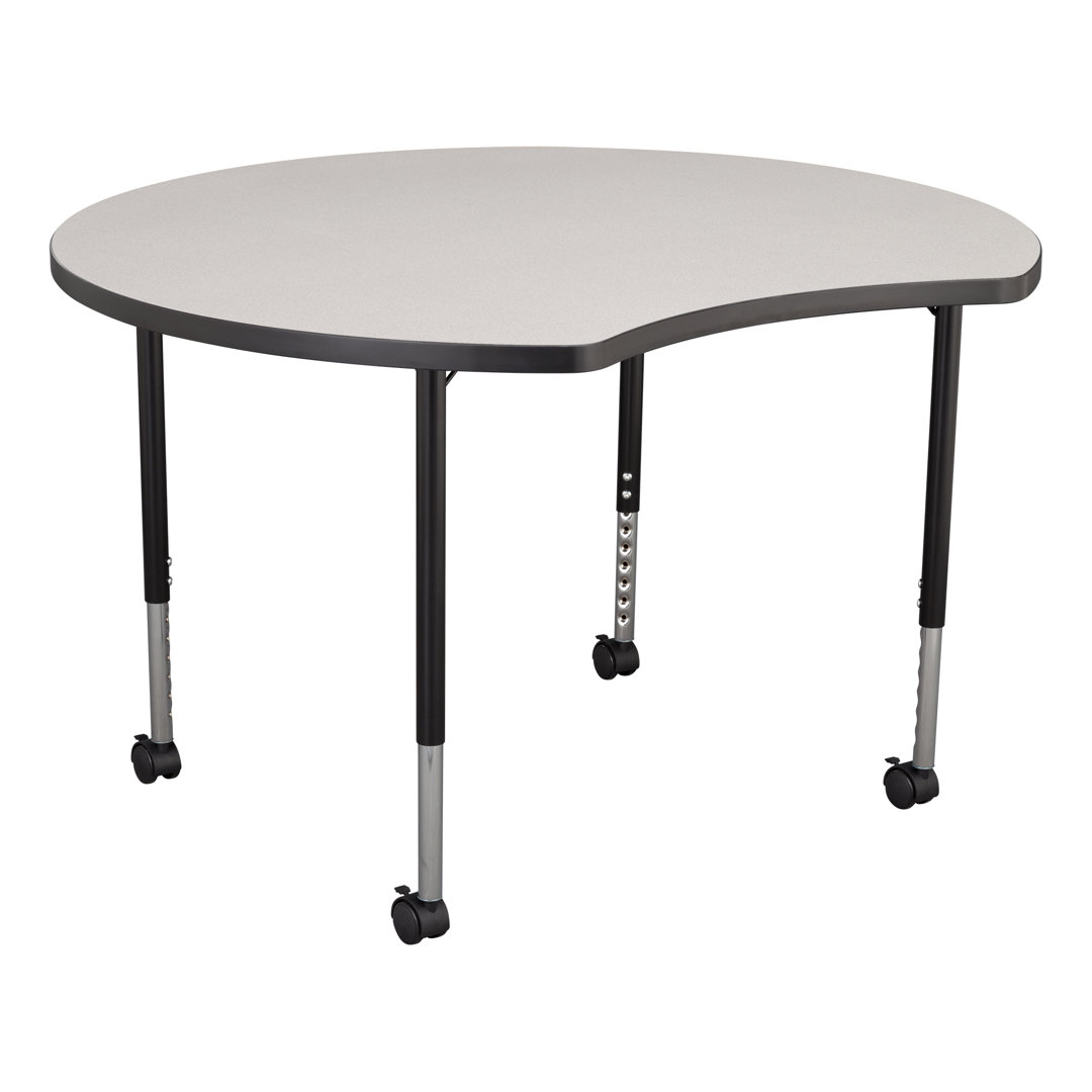 Structure Series Crescent 46" x 43" Adjustable Height Novelty Activity Table with Casters Learniture Side 