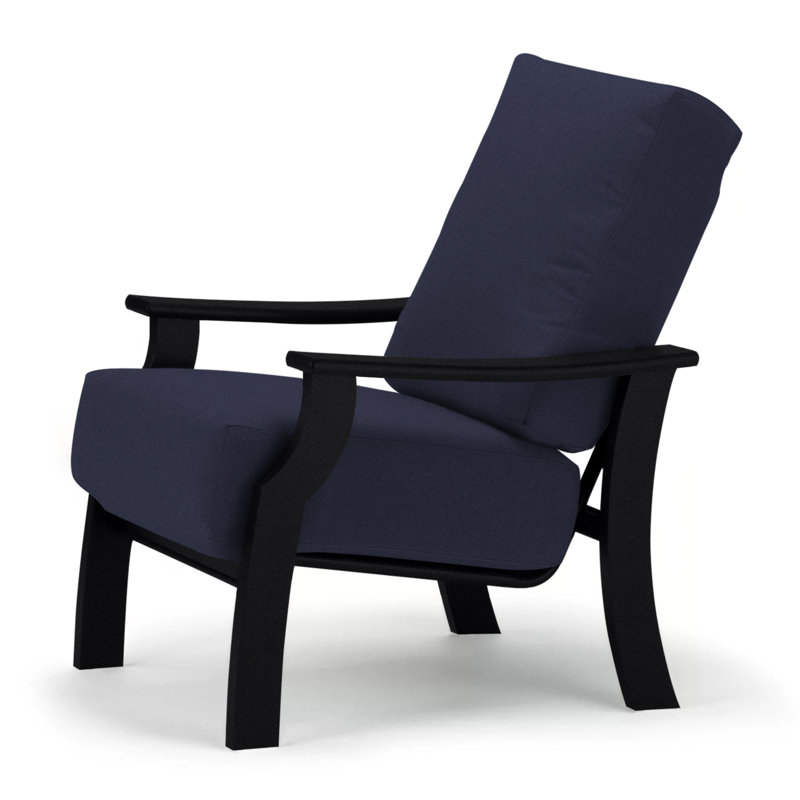 St. Catherine Outdoor Lounge Chair, Canvas Navy Sunbrella® Canvas, Textured Black