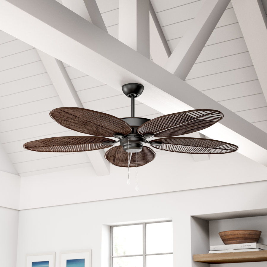 52" Garrick 5 - Blade Outdoor Leaf Blade Ceiling Fan with Pull Chain