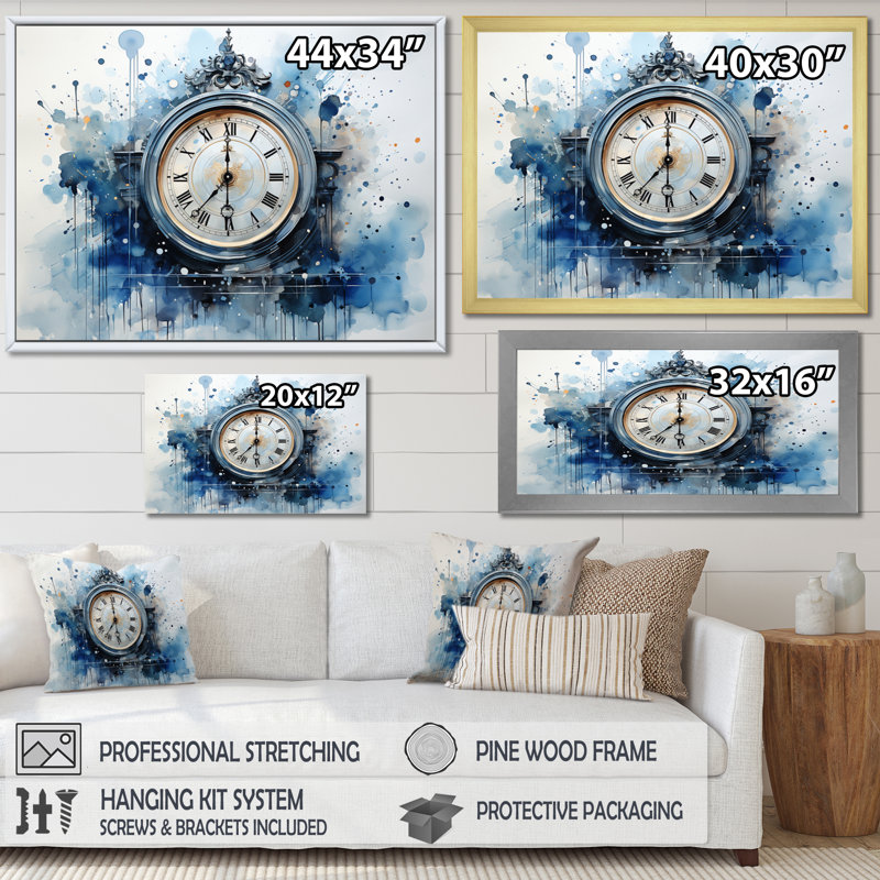 Horloge, art moderne, Cadre flottant noir, H 30 po x l 40 po x P 1,5 po