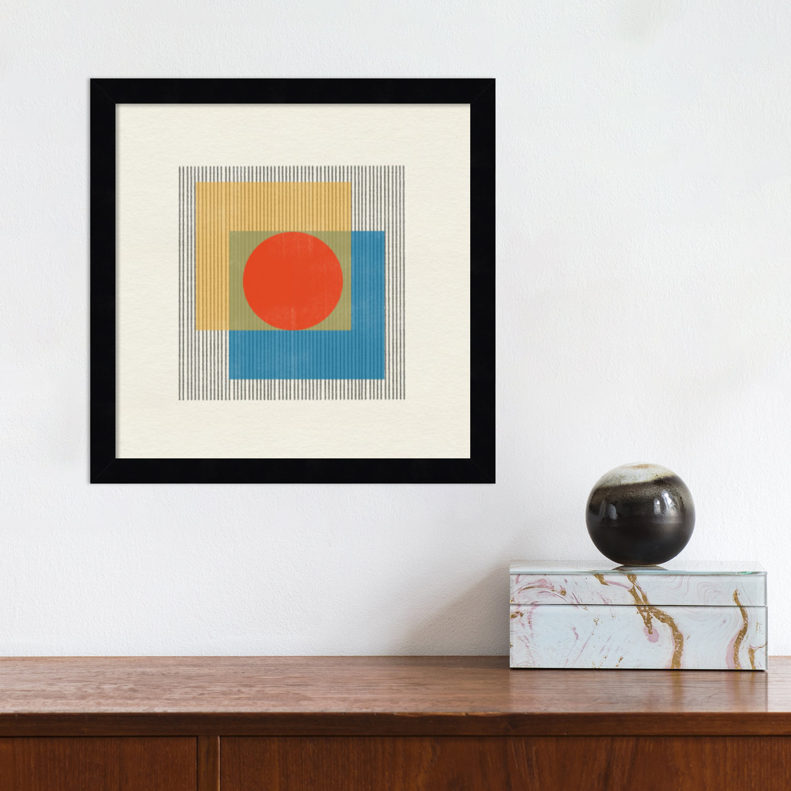 Midcentury Modern Object No 3 Print, 13" H x 13" W x 1" D, Black