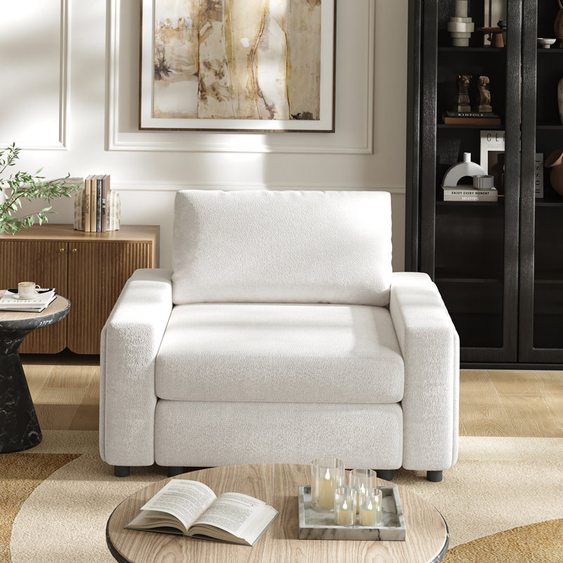 Fauteuil d'appoint surdimensionné 52 po Grandon, Ivoire ivoire