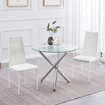 Clausell 2 - Person Glass Top Three Leg Dining Set
