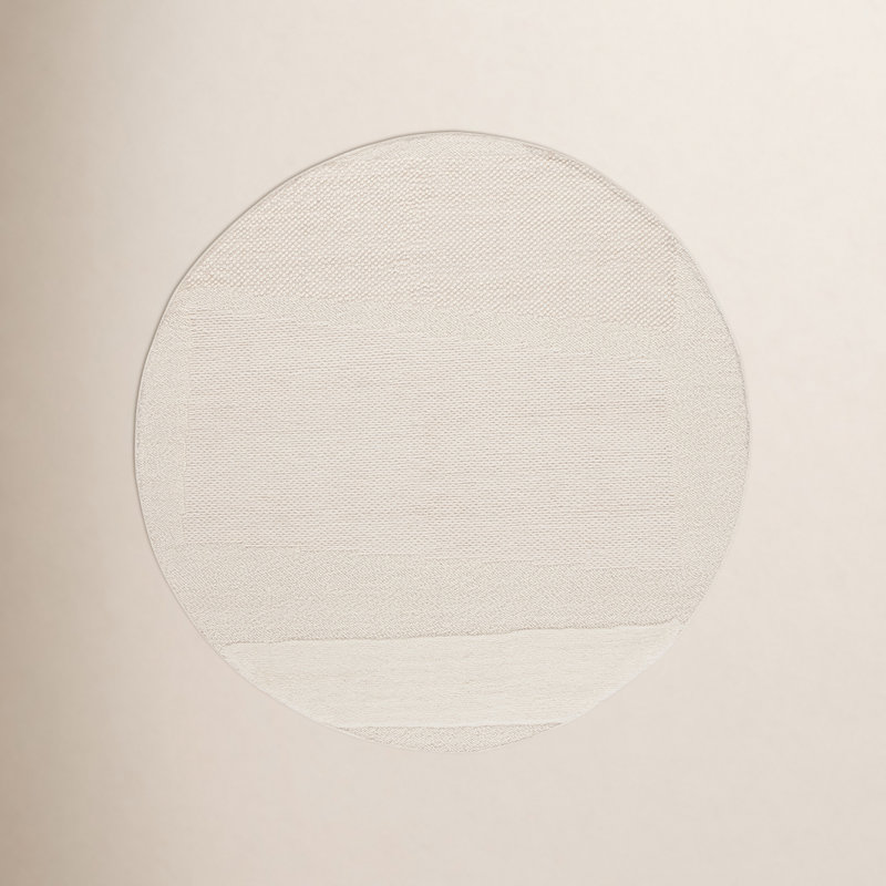 Mullen Flatwoven Wool Ivory Rug, Rond 6 pi