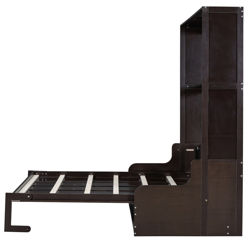 Lit grand - Meuble peu encombrant pour petit appartement confortable avec coussin et facile à utiliser, Espresso