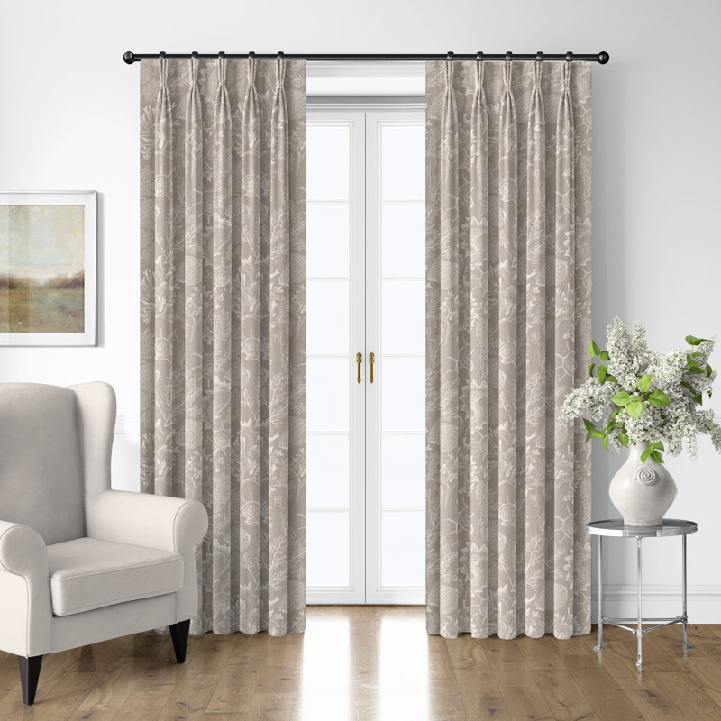 Shellabrate Natural Cotton Pinch Pleat Drapery Panel Set of 2, 20" W  x 108" L