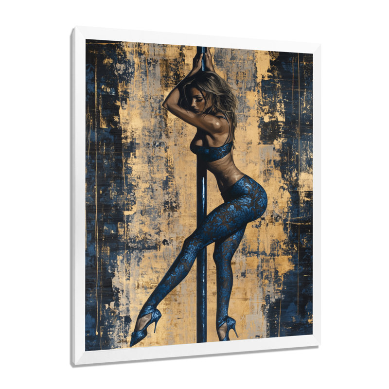 «Tempt Me Exotic Pole Dancer - Woman Stripclub», reproduction d'art murale, Cadre simple blanc, H 32 po x l 16 po