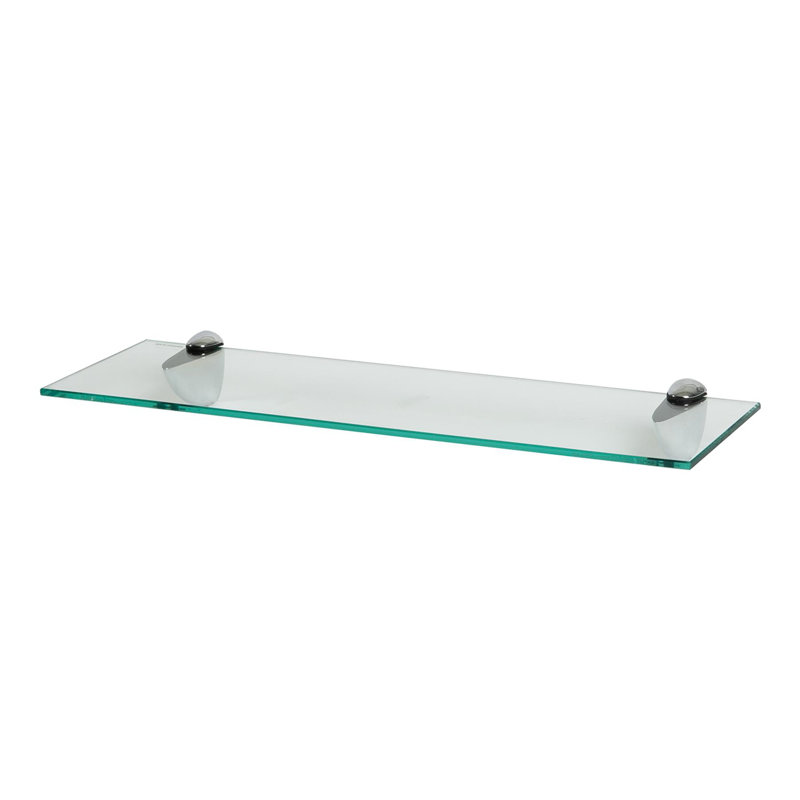 Harbour Housewares - Floating Glass Shelf with Silver Brackets, 0.50cm H x 60cm W x 13cm D