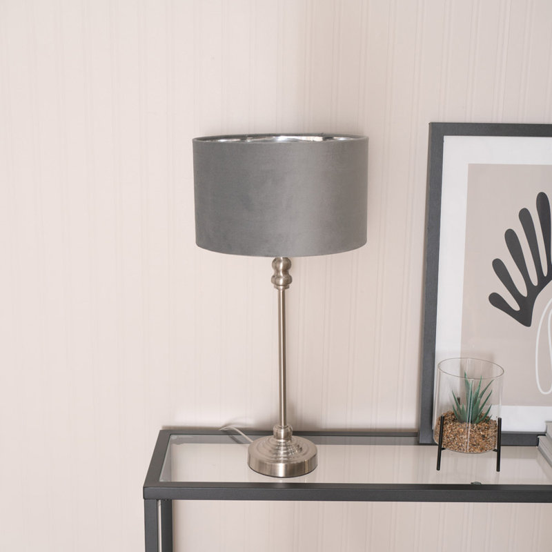 Agetina Metal Table Lamp, Yes, Silver Base/Grey/Chrome Shade