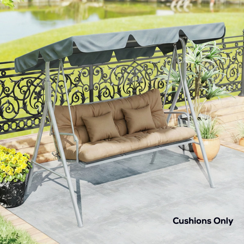 4-Piece Patio Chair Cushions Pillows with Back and Pillows, Seat Replacement Patio Cushions Set for Indoor Outdoor Garden Furniture, khaki