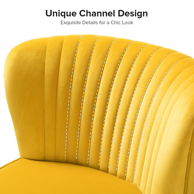 Fauteuil d'appoint Euclid, Velours jaune