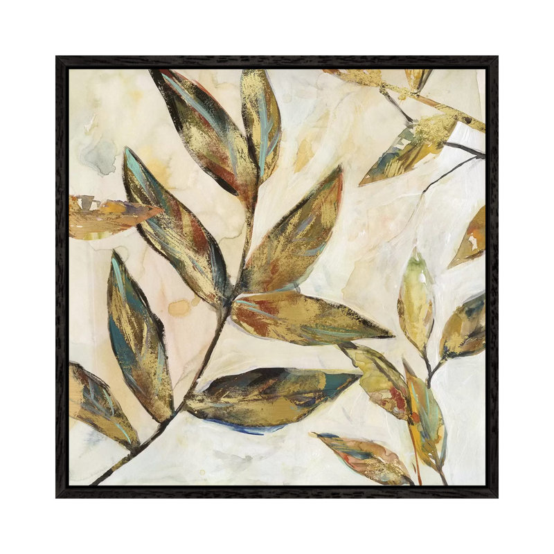 Gilded Leaves I by Domonique Brown - Painting on Canvas, 66.04 cm H x 66.04 cm W, Black Framed