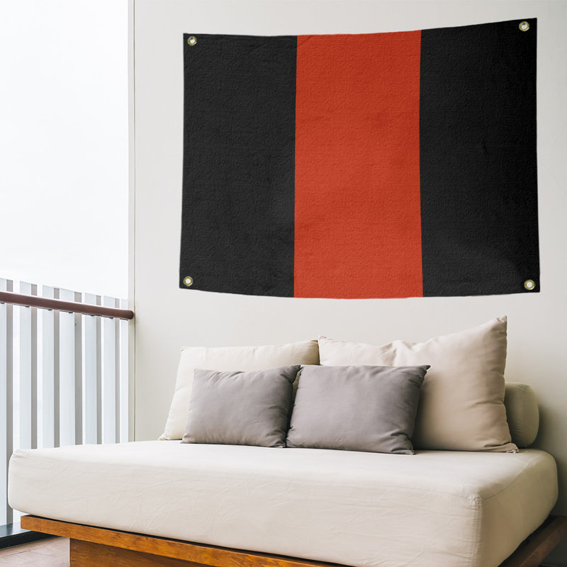 Calgary Polyester Tapestry, Black/Red/Black, 50" H x 59" W x 1" D