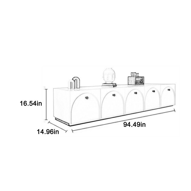 Structure de meuble télé de style français en bois massif, 94.49"