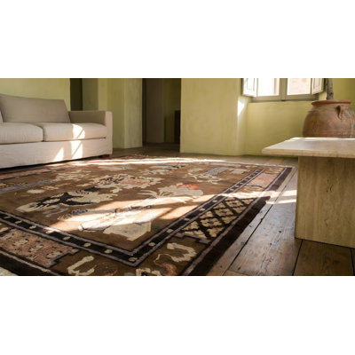 Antique Baotou Small Scatter Size Wool Brown Rug