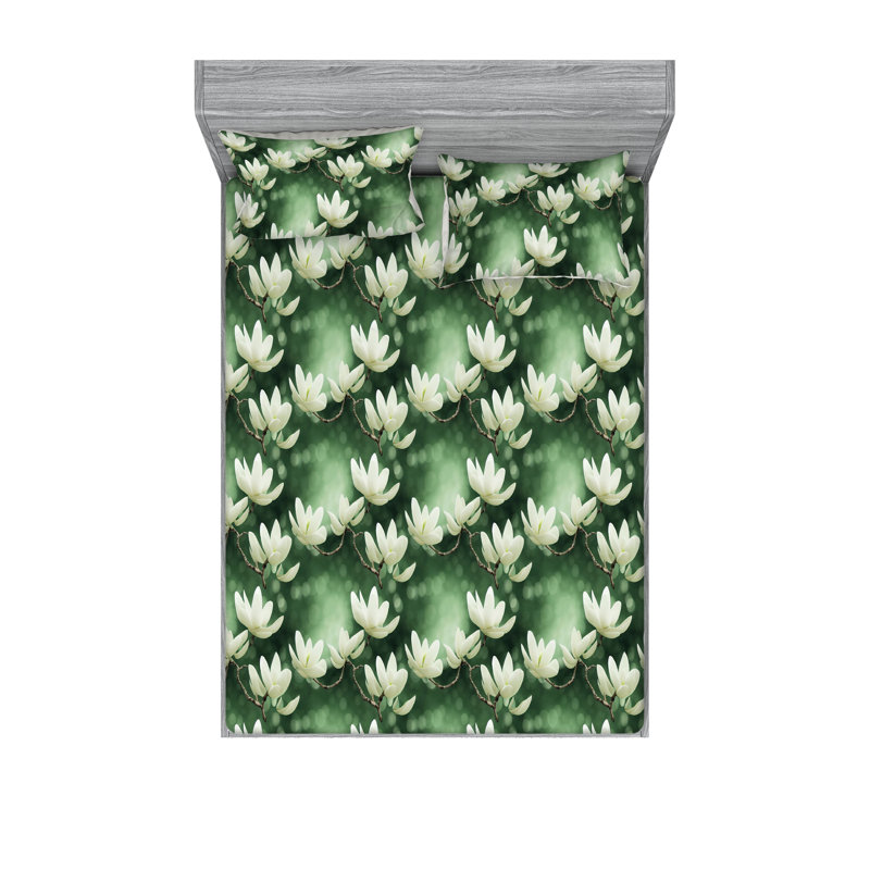 Microfiber Floral Sheet Set, White/Black Music, Queen Sheet Set + 2 Pillowcases