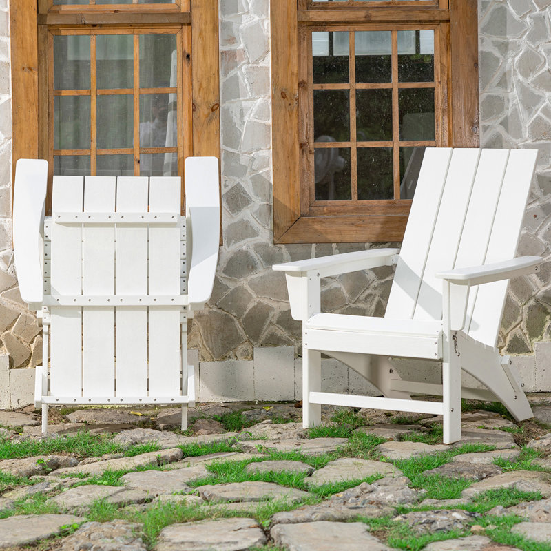 Chaise Adirondack pliante en PEHD Buvana, Blanc