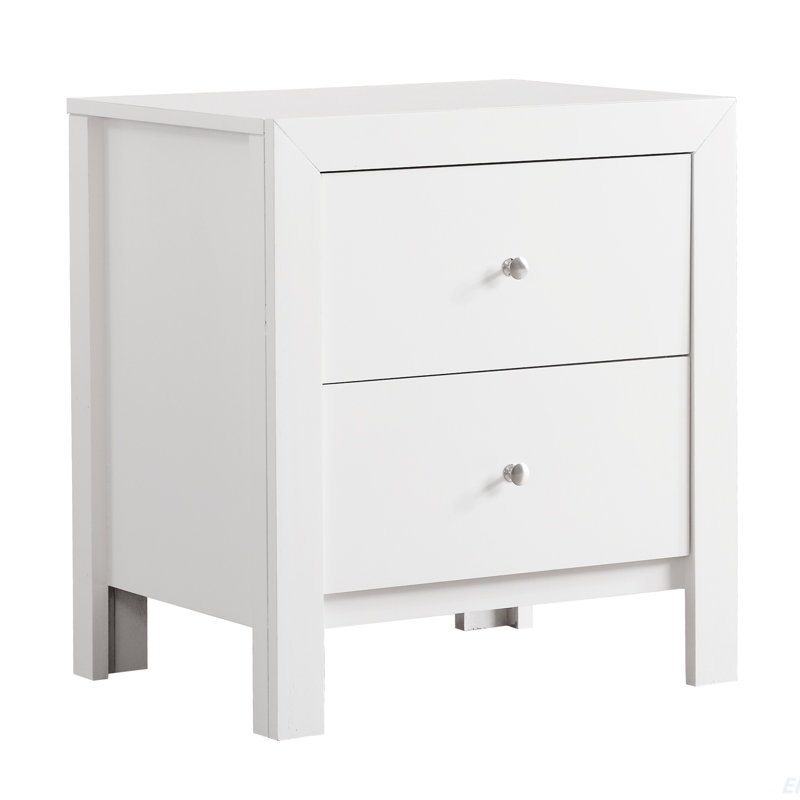 Elegant White Transitional Nightstand