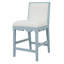 Square Back Counter Stool with Decorative Apron with Performance White Linen Upholstery-760457590