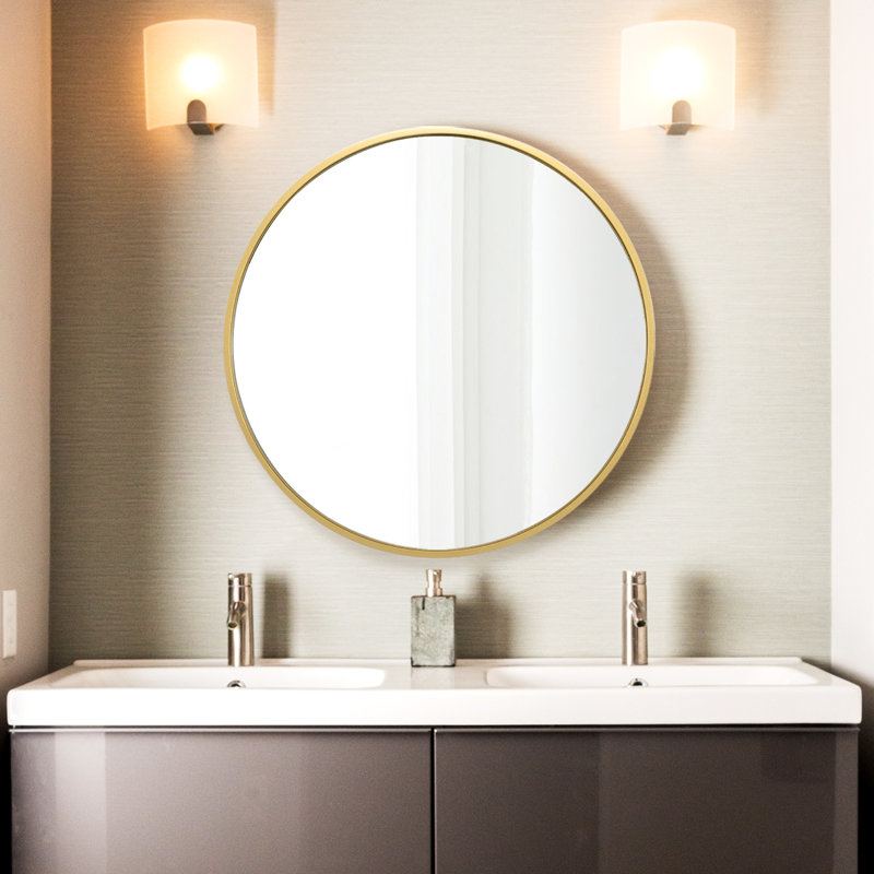 Huerres Metal Flat Wall Mirror, Gold