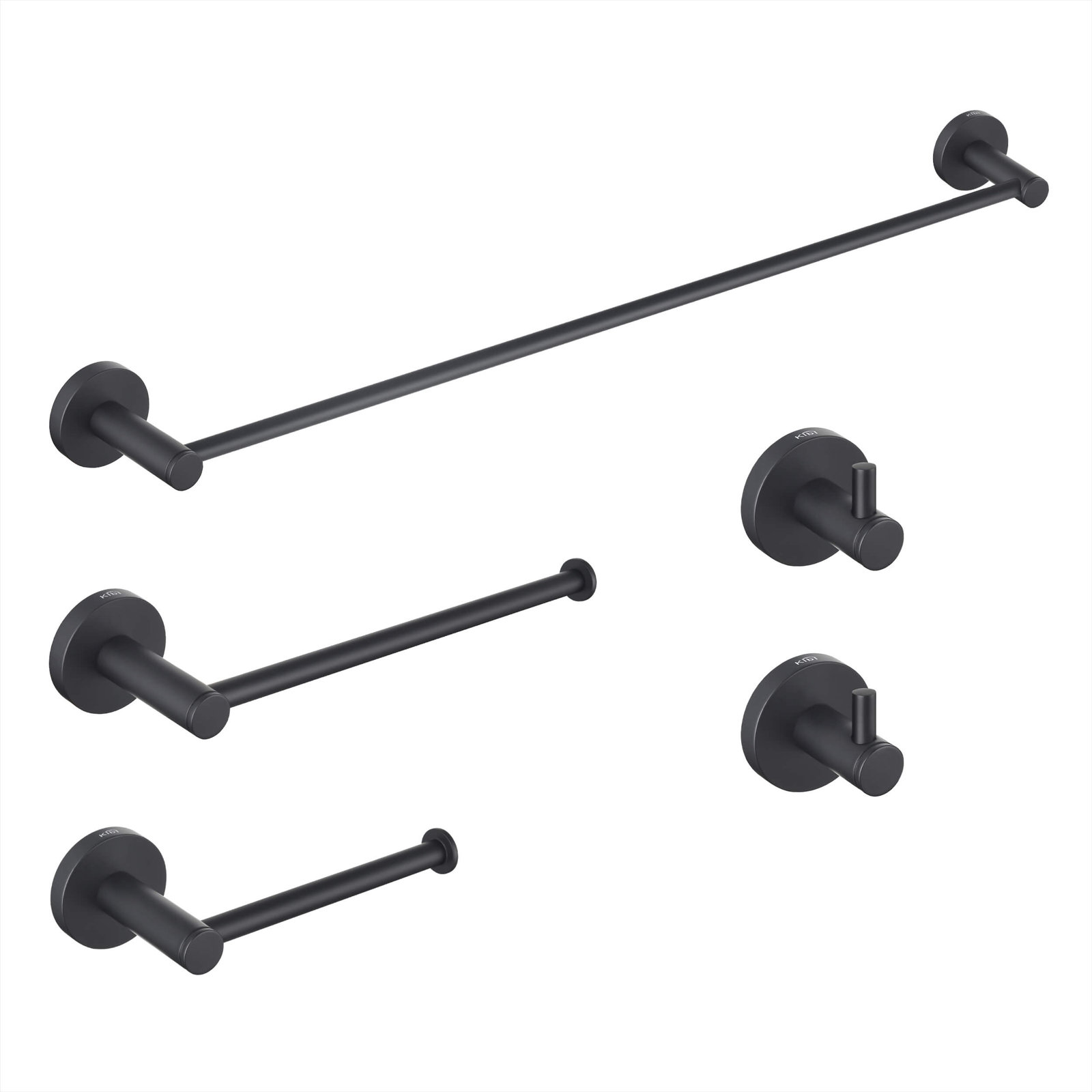 Circular 5 - Piece Bathroom Hardware Set, Matte Black