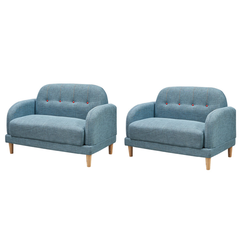 Banc rembourré en coton et lin Simple Casual Cafe, Bleu ciel