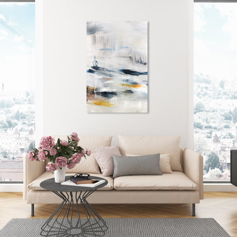 Modern Abstract Snow Landscape Print, 45" H x 30" W, Wrapped Canvas