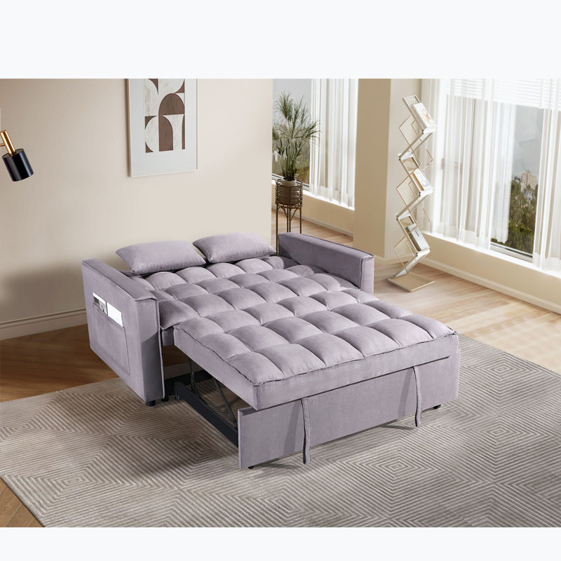 Canapé convertible Tobias 3 en 1 avec dossier réglable, Suède gris