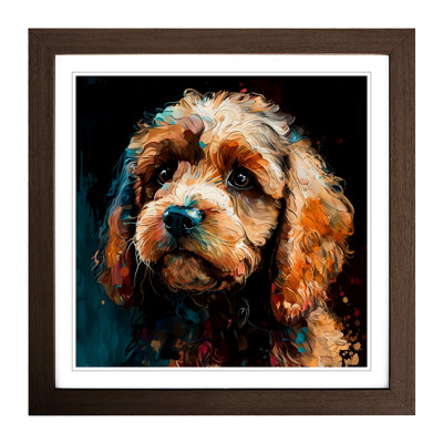 Cockapoo Palette Knife Painting - Single Picture Frame Print on Wood
